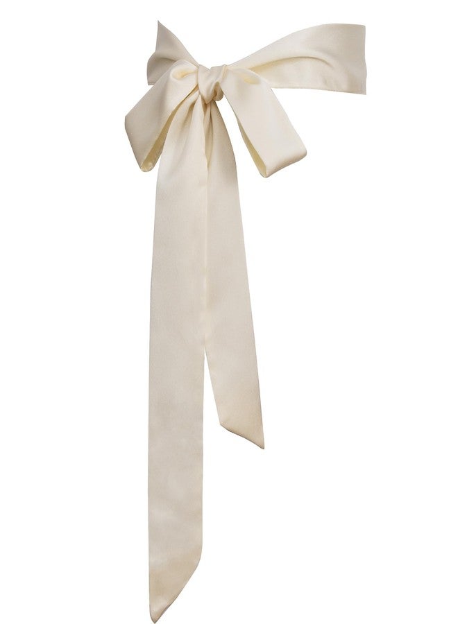 Bwerfuet Stylish Ribbon Scarf Soft Long Skinny Satin Belt Neck Scarf for Women (Beige) - Image 4